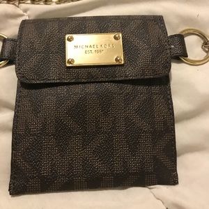 Authentic MK waist pouch with gold chain